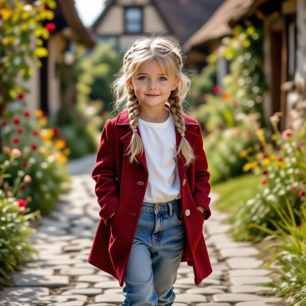 Girl in Medieval Village: Baroque-Style Portrait