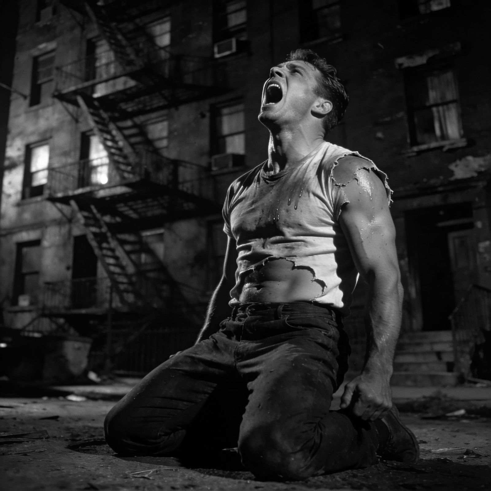 Stanley Kowalski Kneeling in Rage: A Streetcar Named Desire
