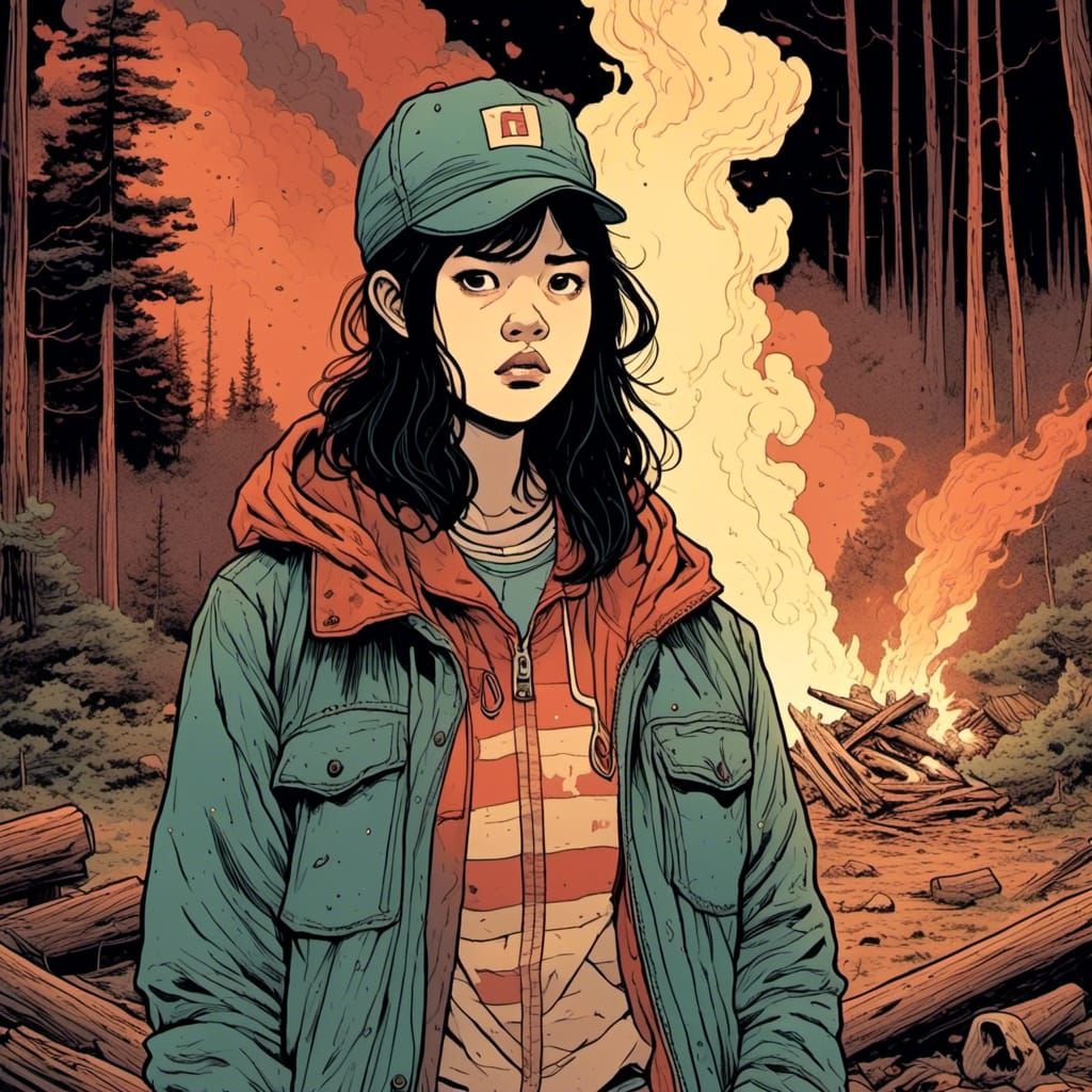 Inked Portrait: Girl in Eerie Forest