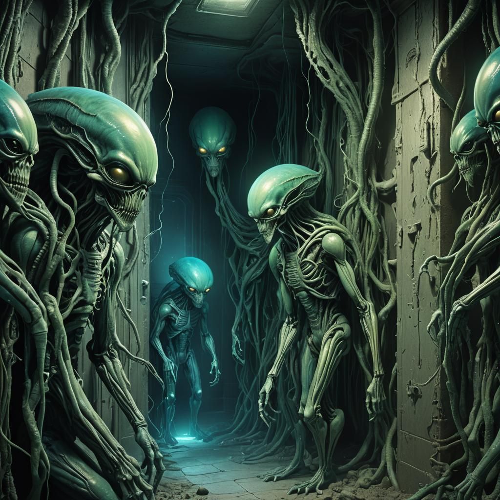 Aliens in a Little Room: Surrealist Digital Painting