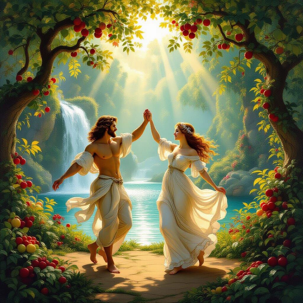 Adam and Eve Dancing in the Garden of Eden