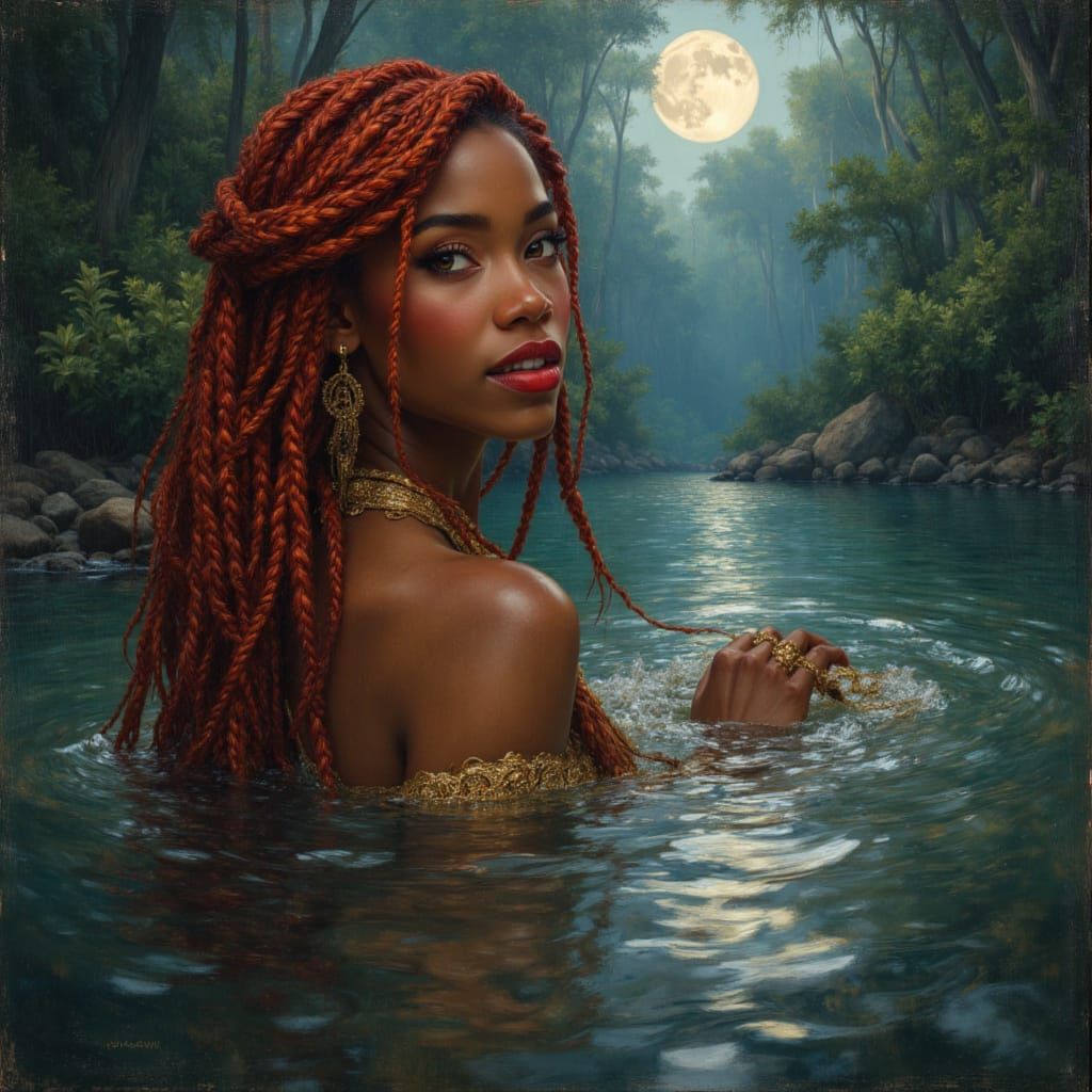 Kelly Rowland as a Mermaid in Oil Painting