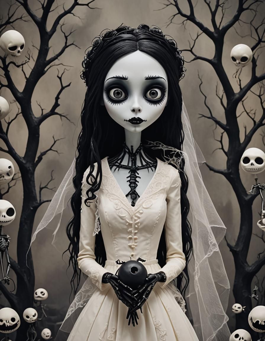 Gothic Claymation Bride in Stop-Motion Style