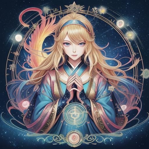 Blonde Tarot Reader in Anime Art Style