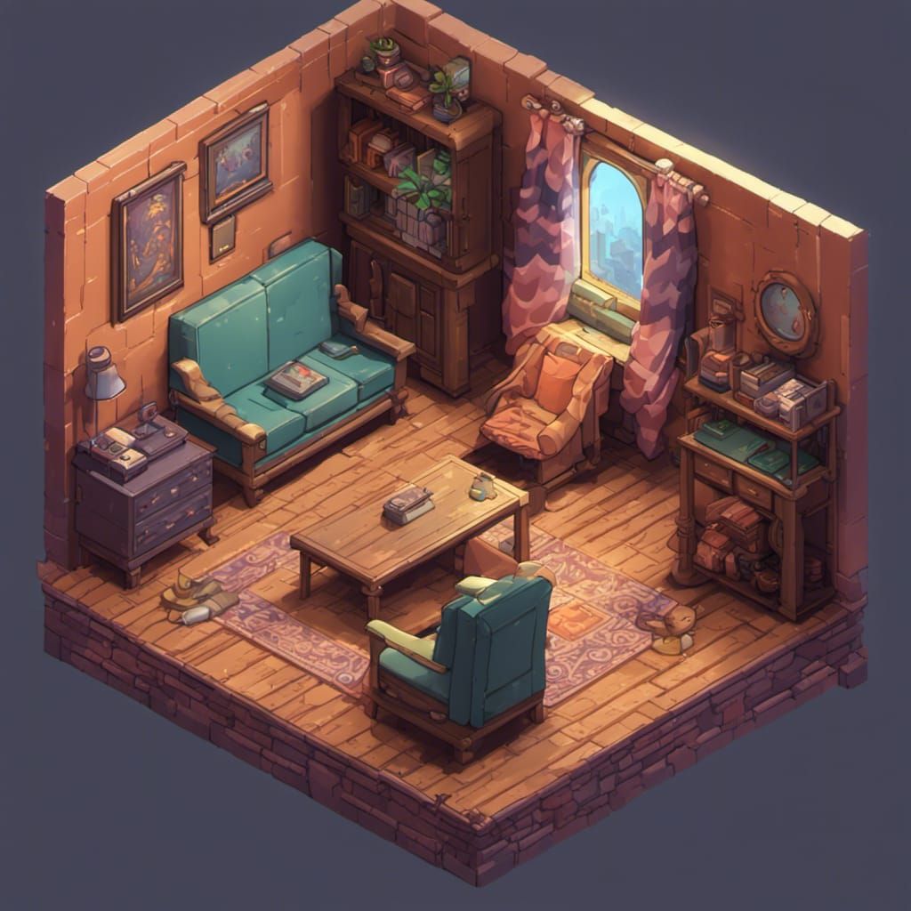 Gameboy Advance Isometric Room in Pixel Art
