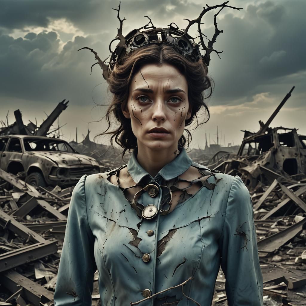 Surreal Wasteland Portrait in Haunting Style