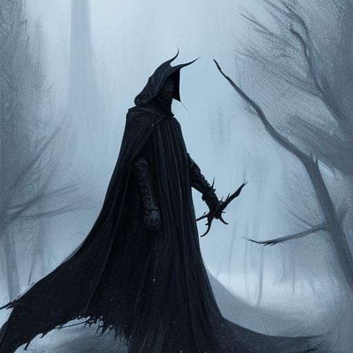 Dark Nazgul in Long Shadowy Cloak of Angmar