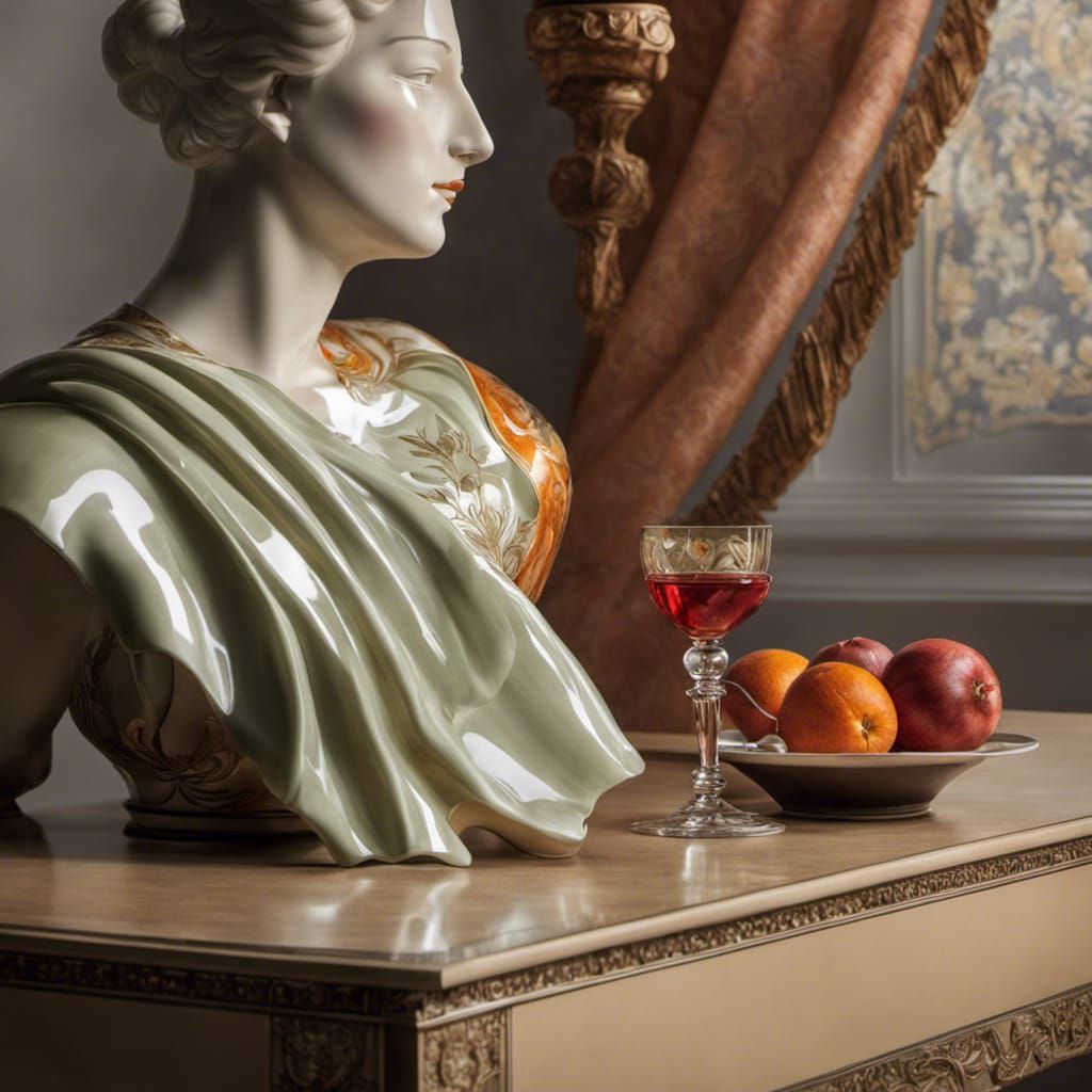 Art Nouveau Fruit Bowl in Studio Ghibli Style