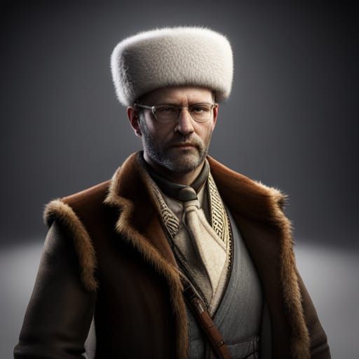 Jewish Man in Fur Hat: Detailed Matte Painting