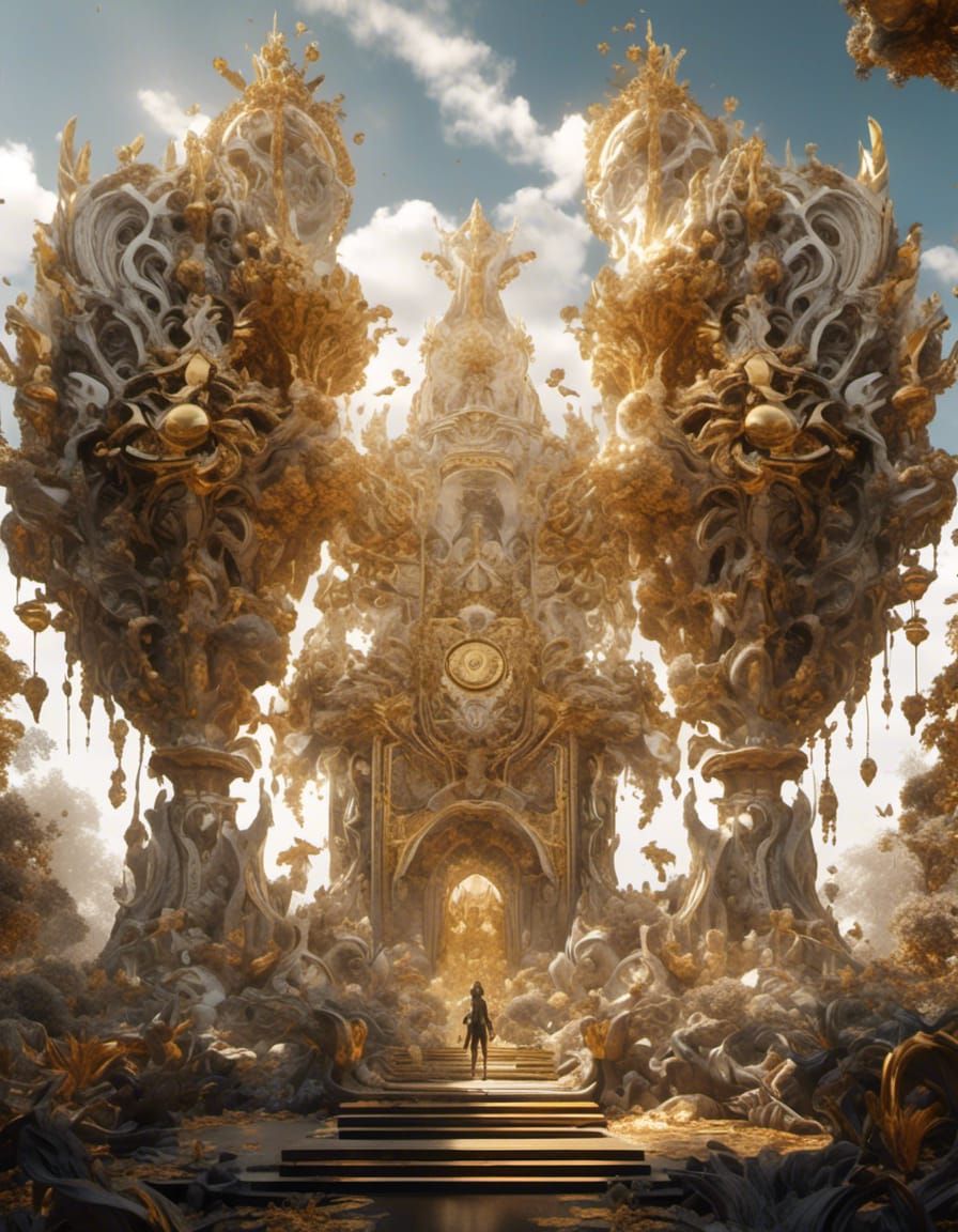 Gold Pattern Letter R in Detailed Matte Painting