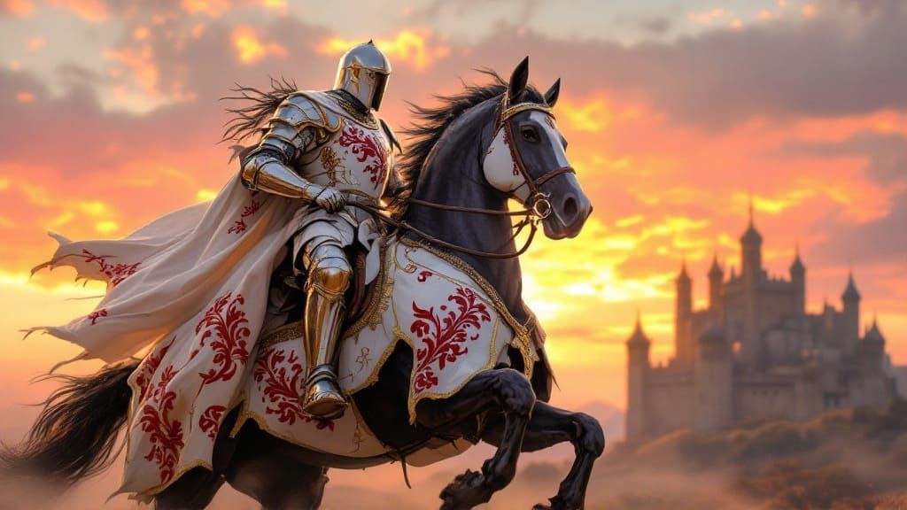 Medieval Knight in Sunset Glory