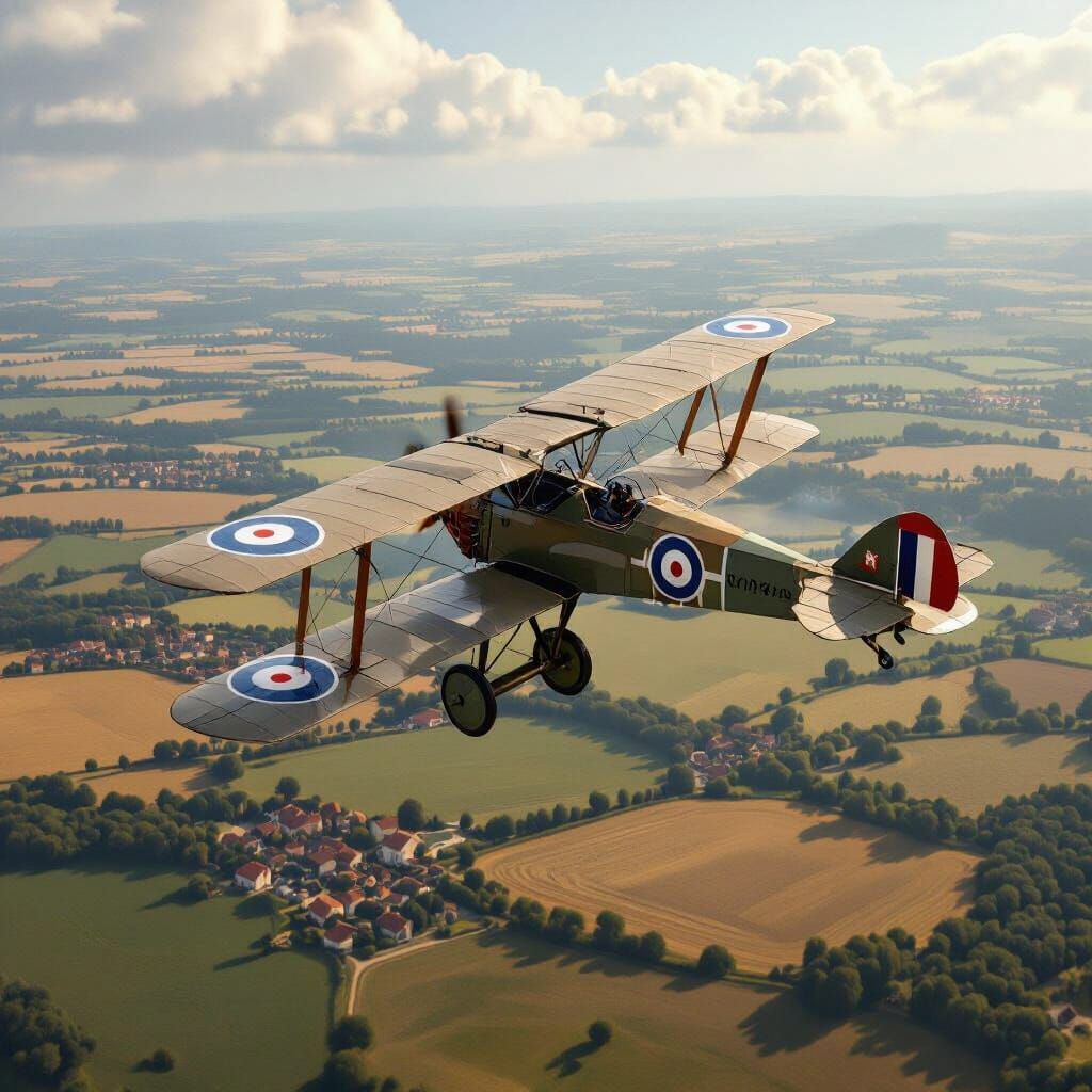WWI Sopwith Camel Soars Over French Countryside
