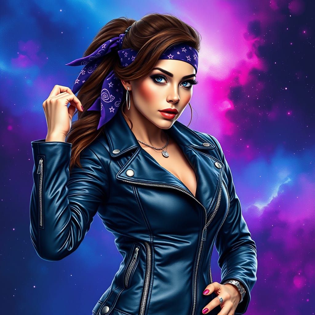 Cosmic Rocker Goddess in Deep Space