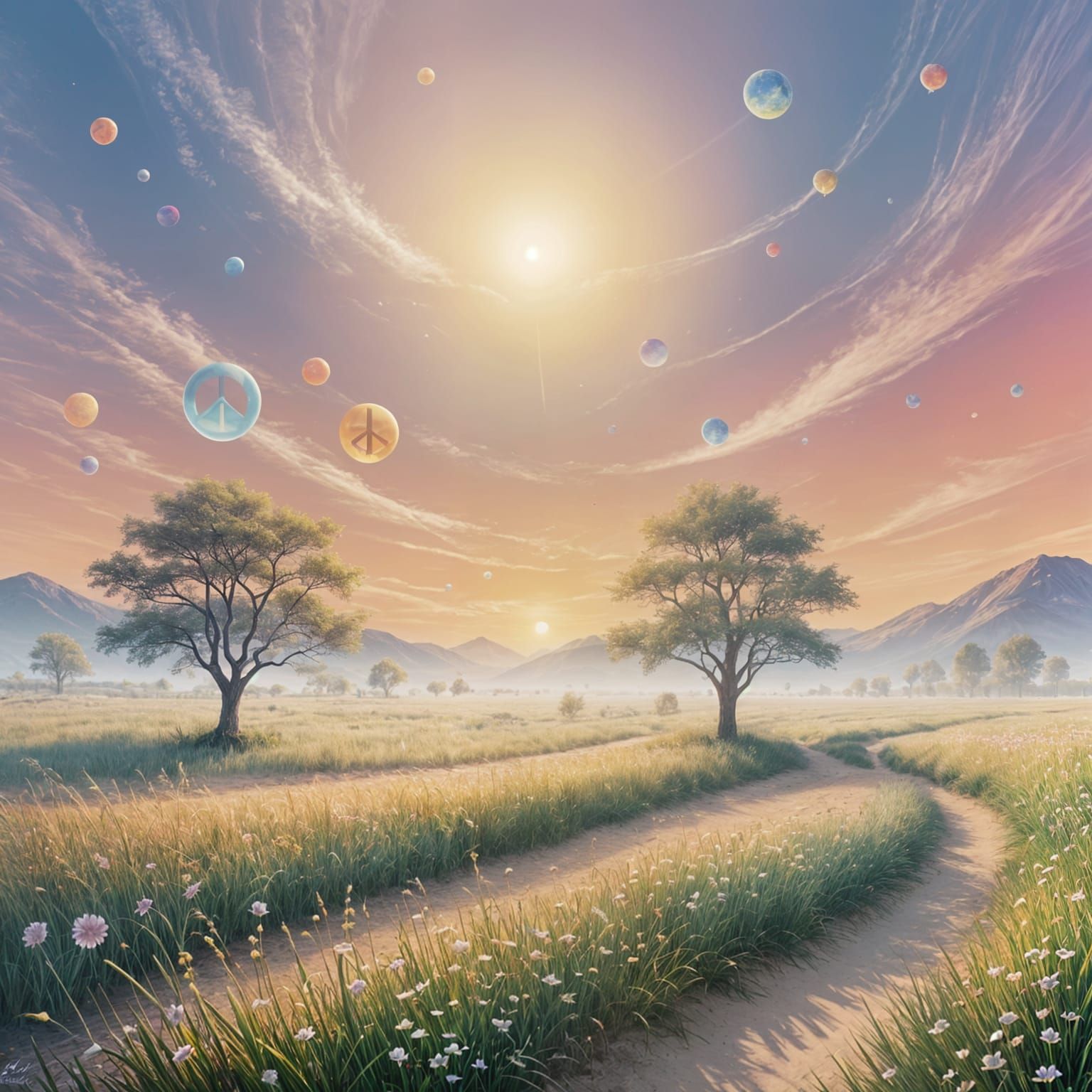 Serene Abstract Art Evoking Peace and Hope