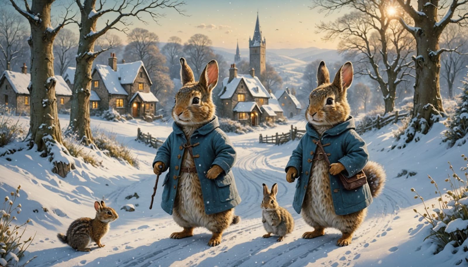 Magical Winter Wonderland with Cute Animals in 3D