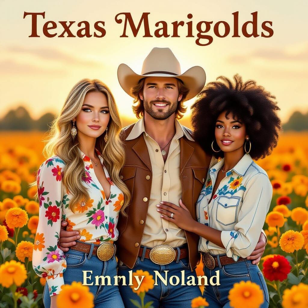 1970s Romance Novel Cover: Woman, Man, and Friend in Marigol...