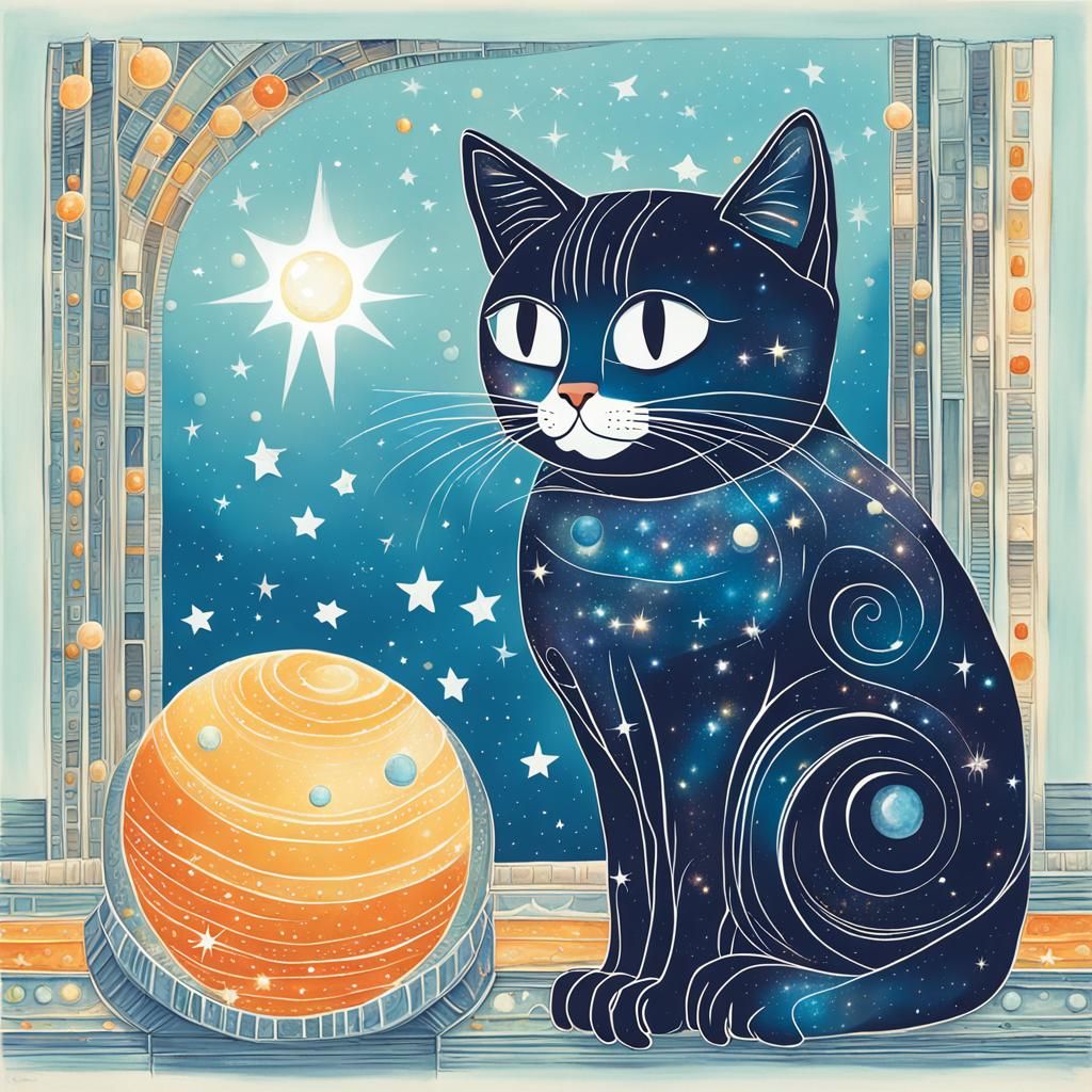 Cosmic Cat Playing with Planet Earth
