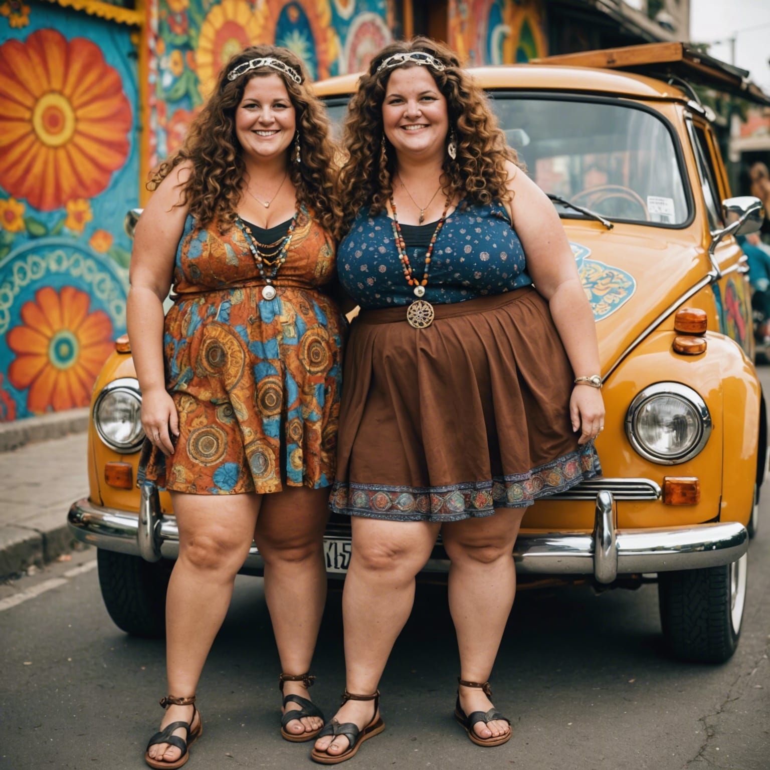 Two Beautiful Hippie Women from the 1960s