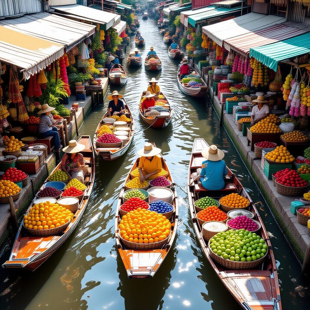 Vibrant Bangkok Floating Market Scene