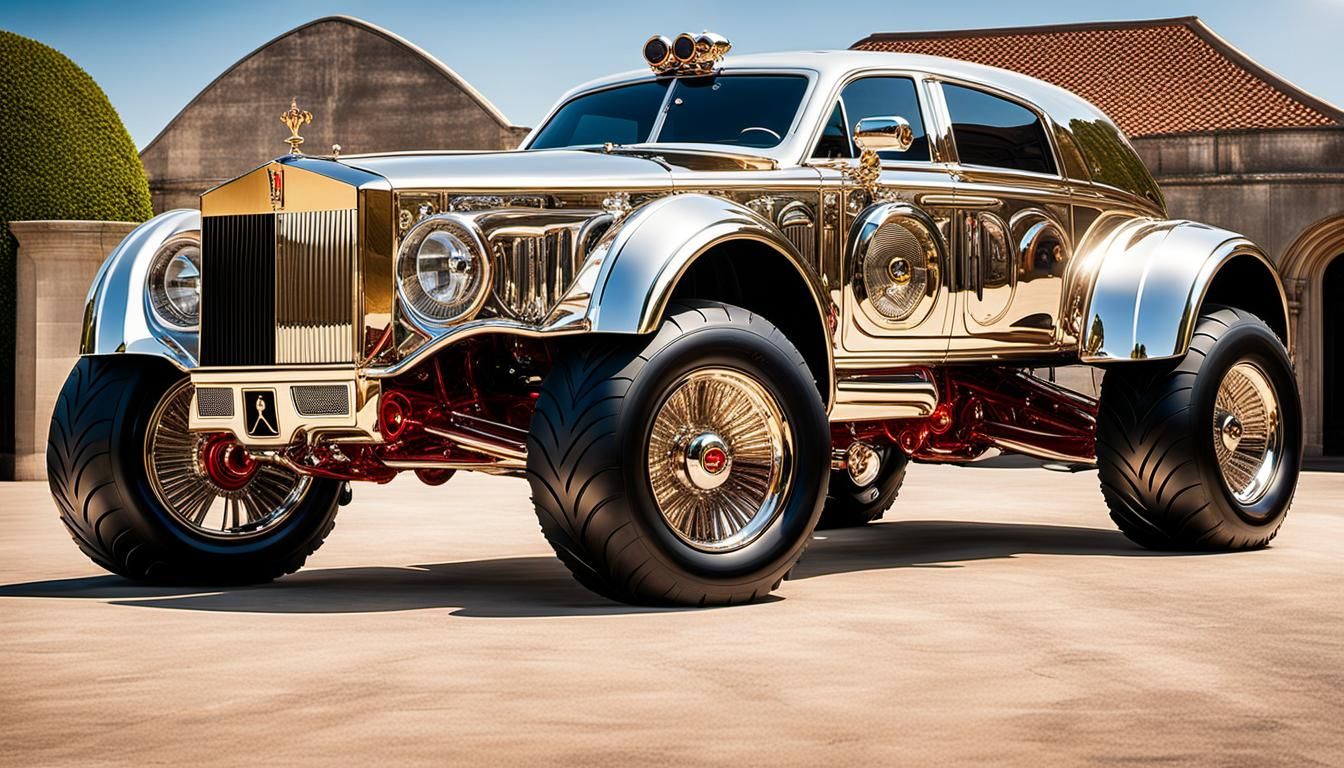 Steampunk Monster Truck Rolls-Royce in Hyperrealistic Style