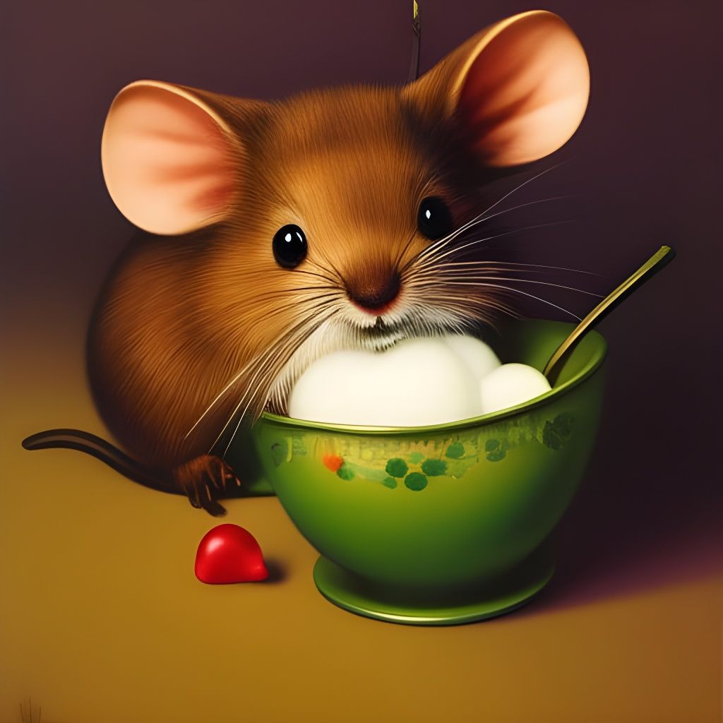 Mouse with Apple, in Beatrix Potter Style