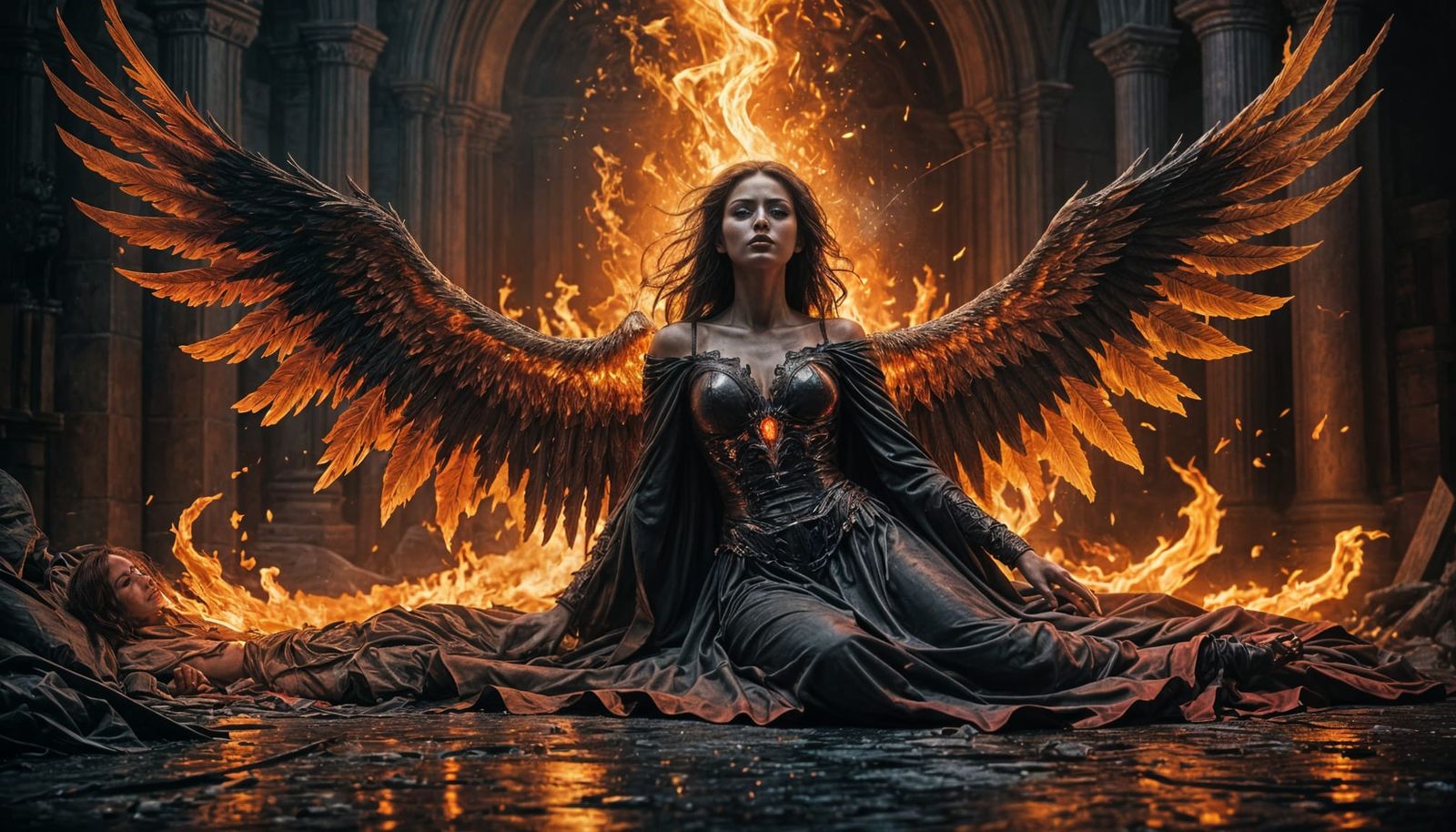 Fallen Angel of Light in Dark Fantasy Style