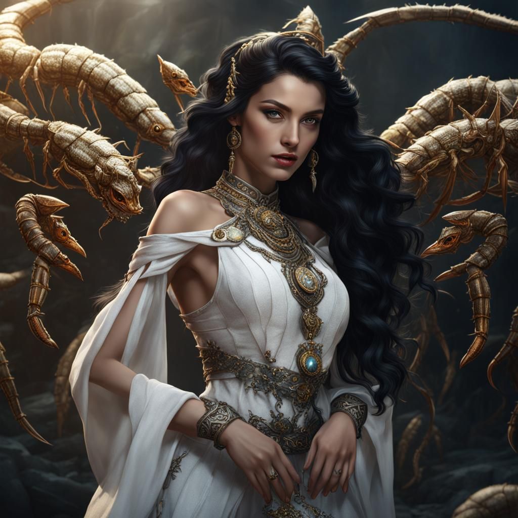 Scorpion Woman: Detailed Matte Painting in Fantasy Art