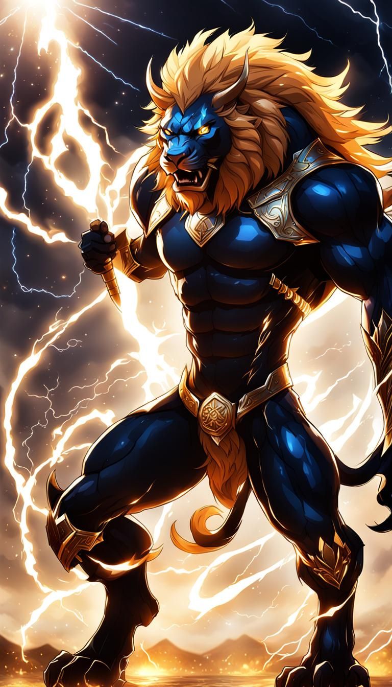 Electric Manticore in Energy-Filled Illustration Style