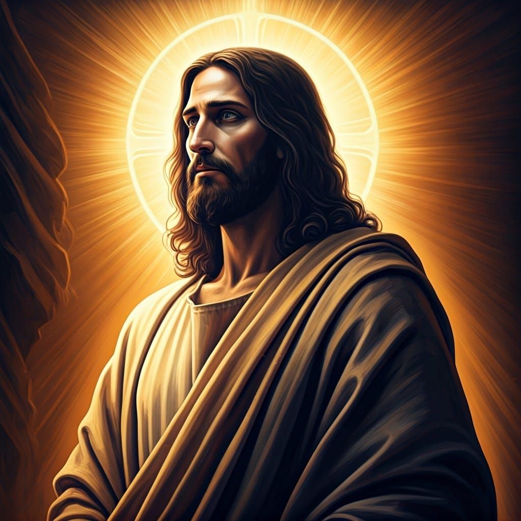Majestic Jesus Christ Portrait in Dramatic Lighting
