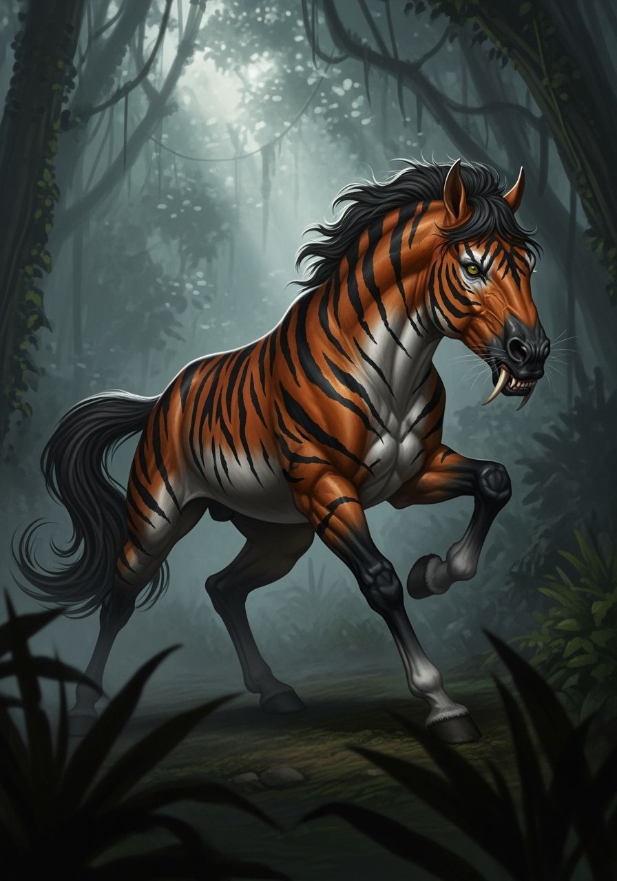 Sabertooth Predator: A Tiger-Striped Horse