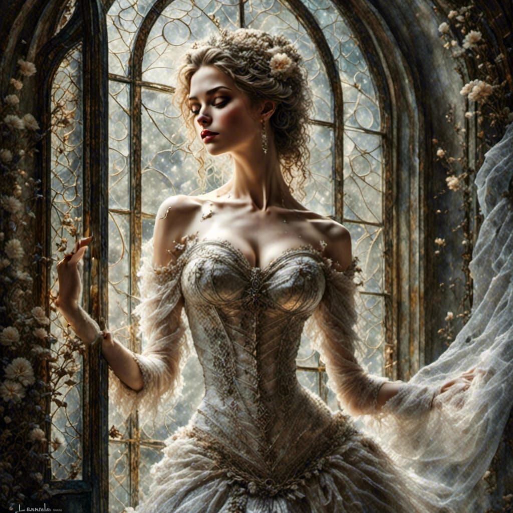 Woman Opens Window to Immense View