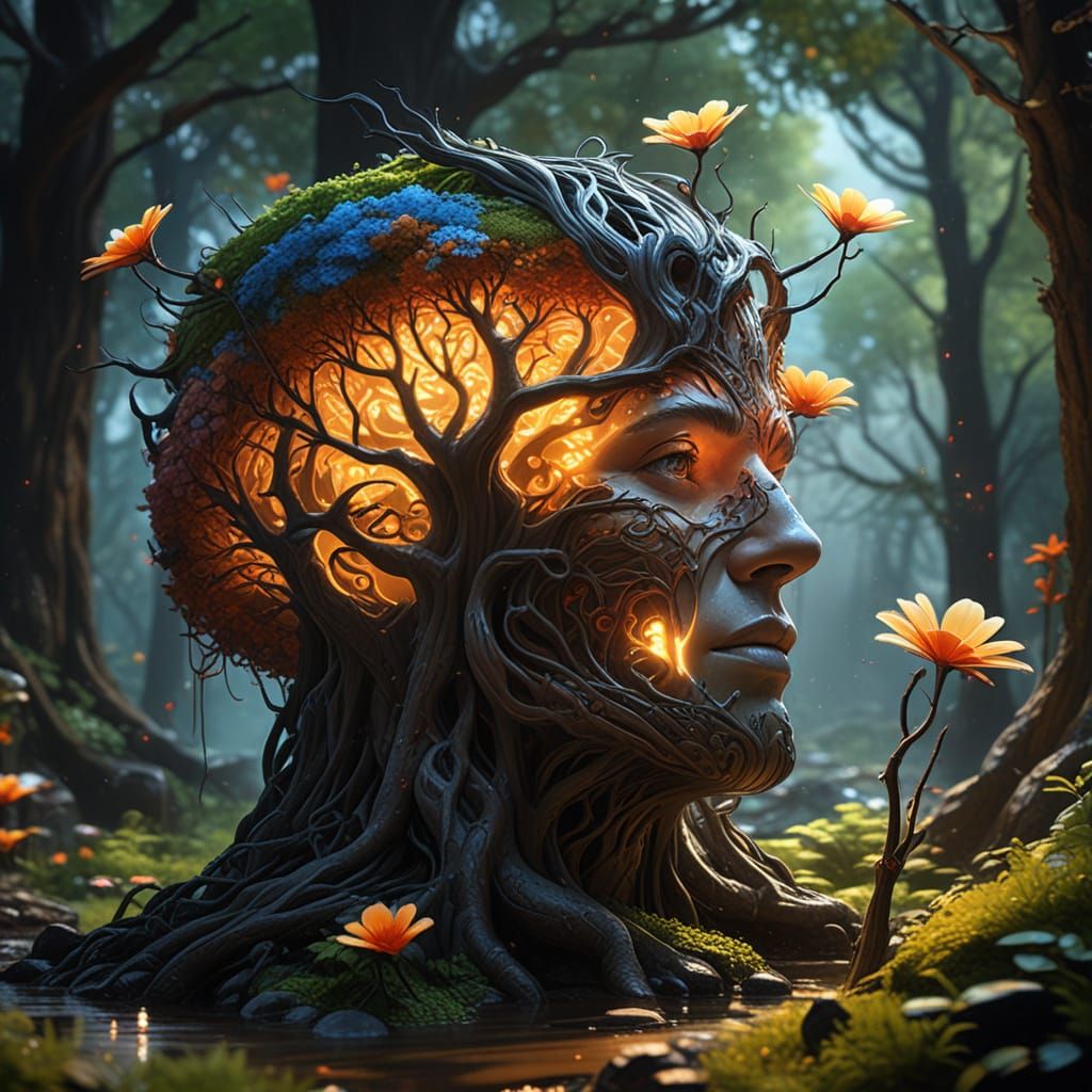 Vibrant Forest Dreamscape in Pop Art Style