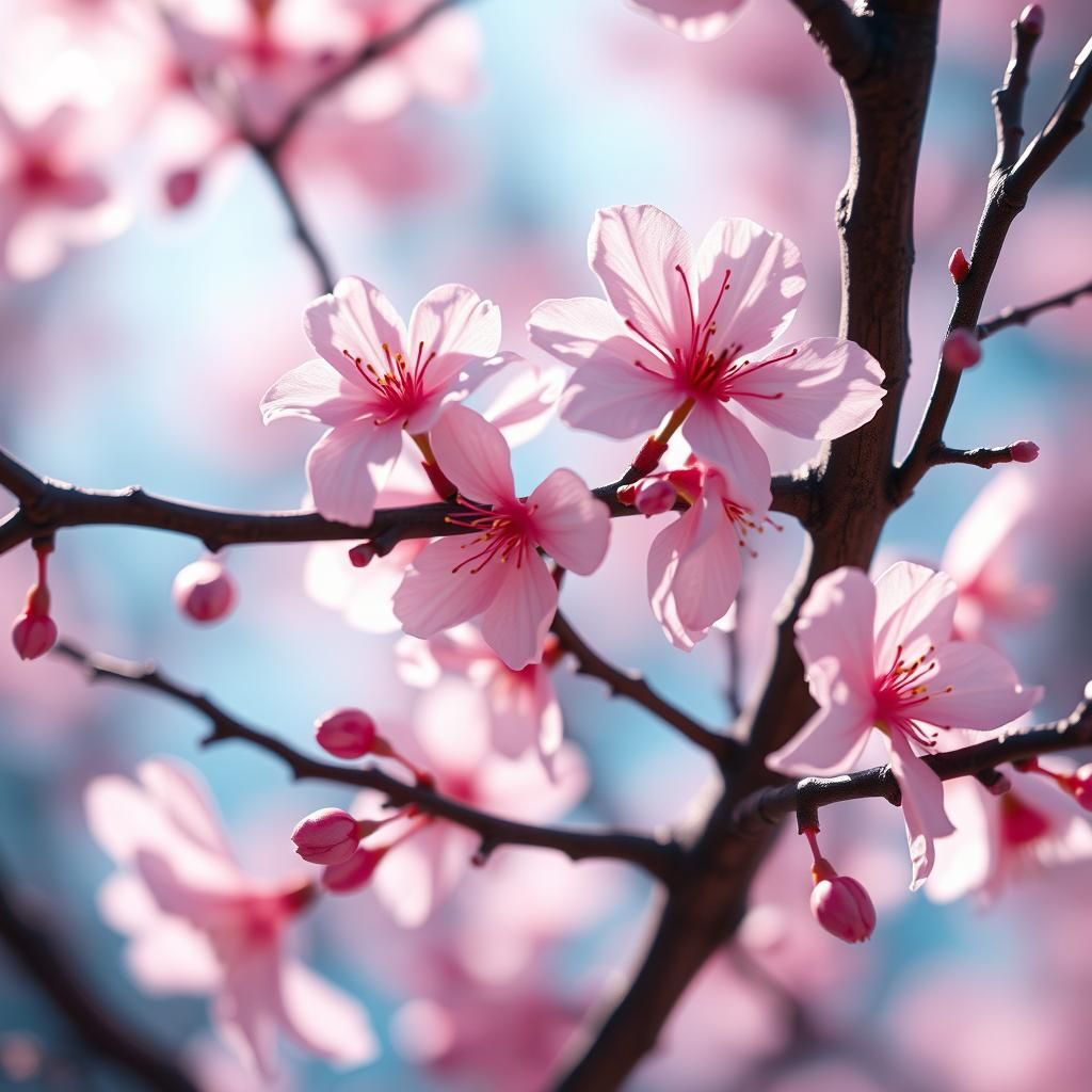 Macro Cherry Blossoms in Ethereal Light