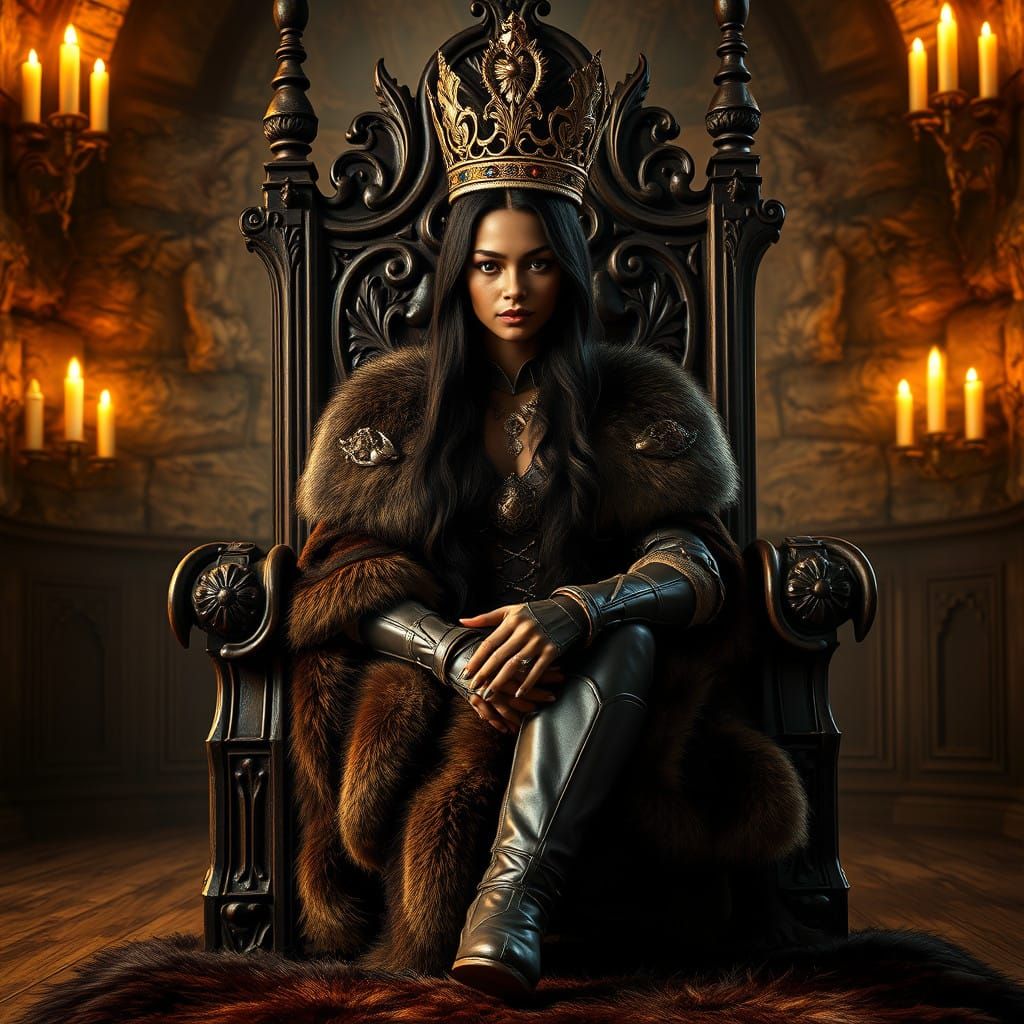 Regal Woman in Medieval Fantasy Setting
