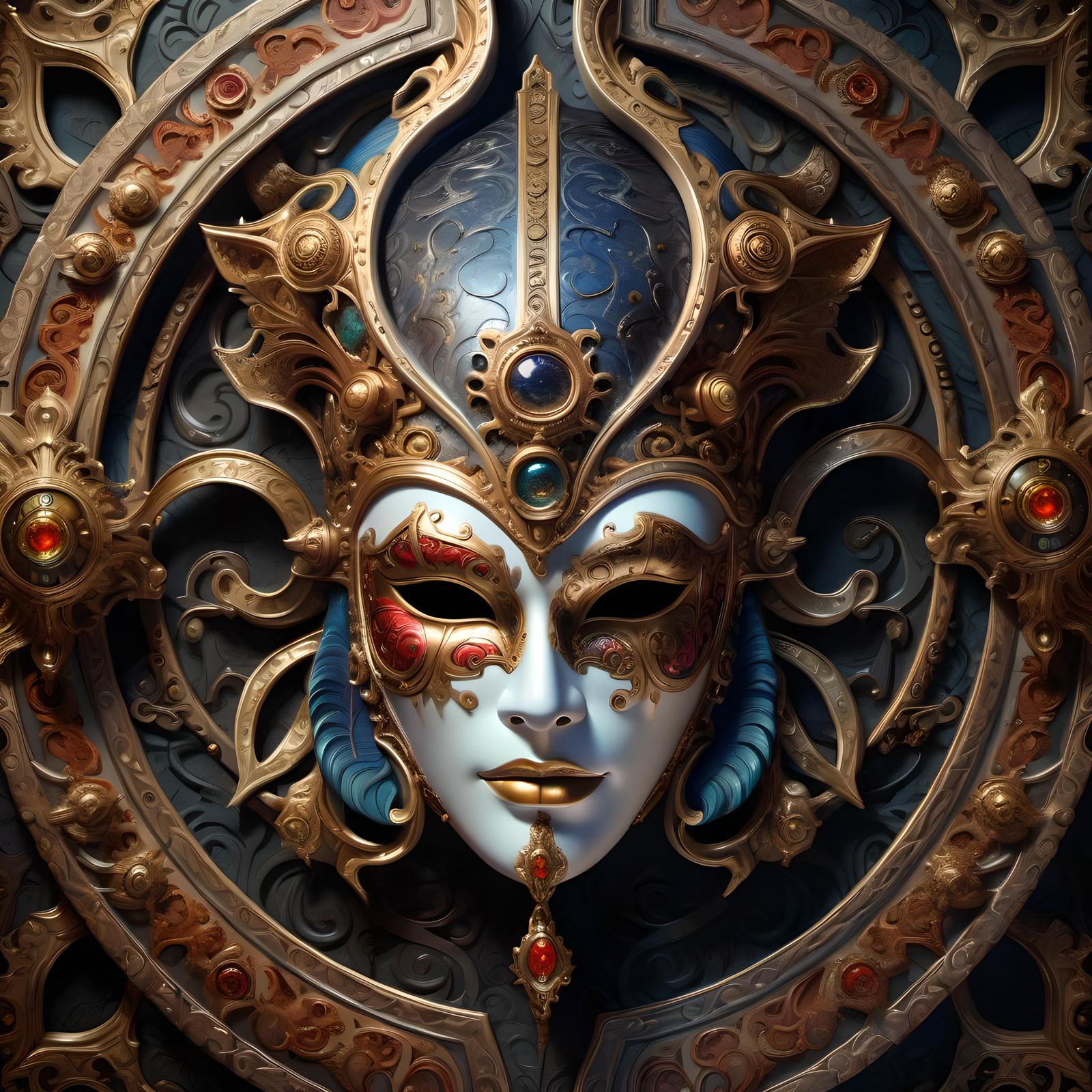 Ornate Mask in Detailed Solarpunk Style