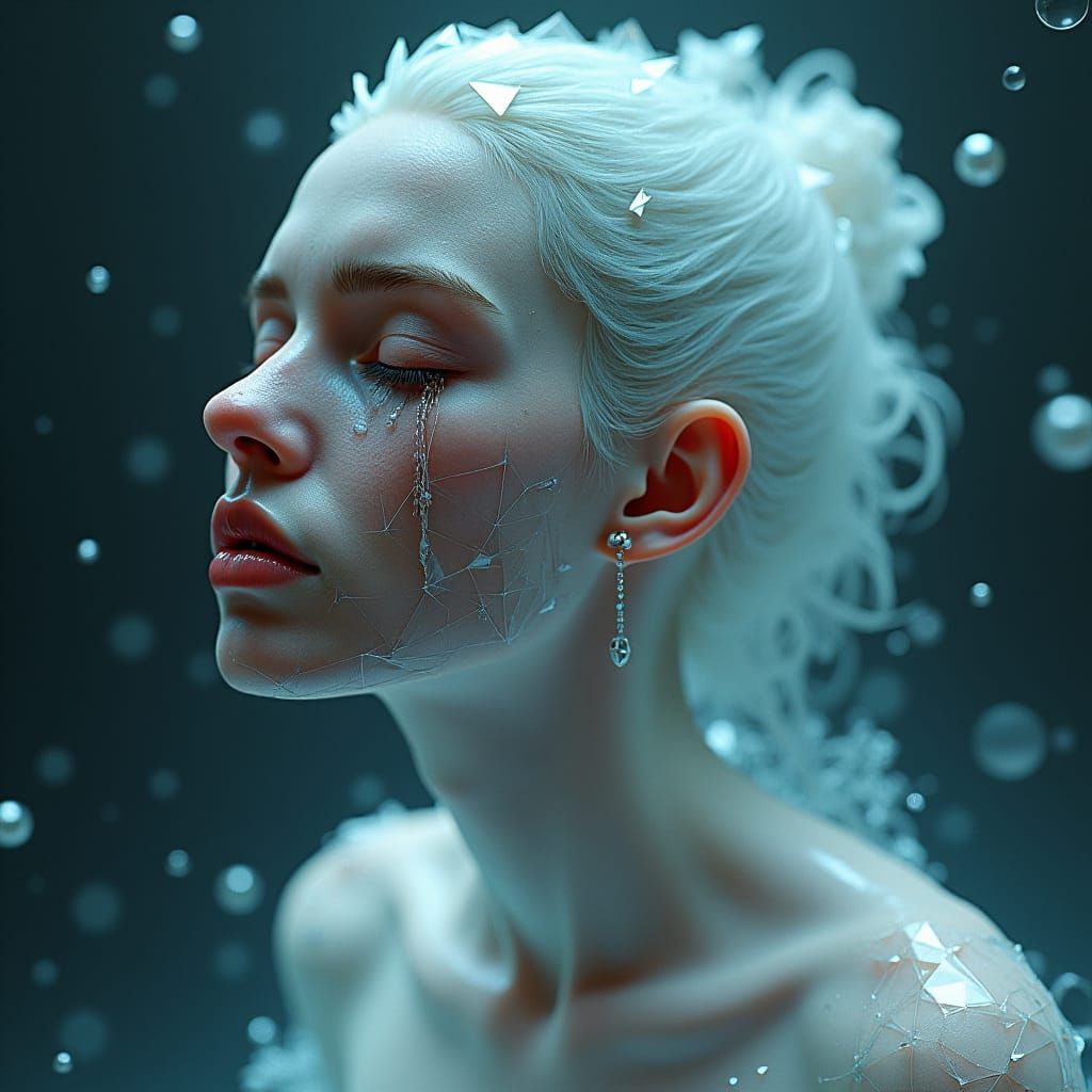 Crystalline Woman Weeping Silver Tears