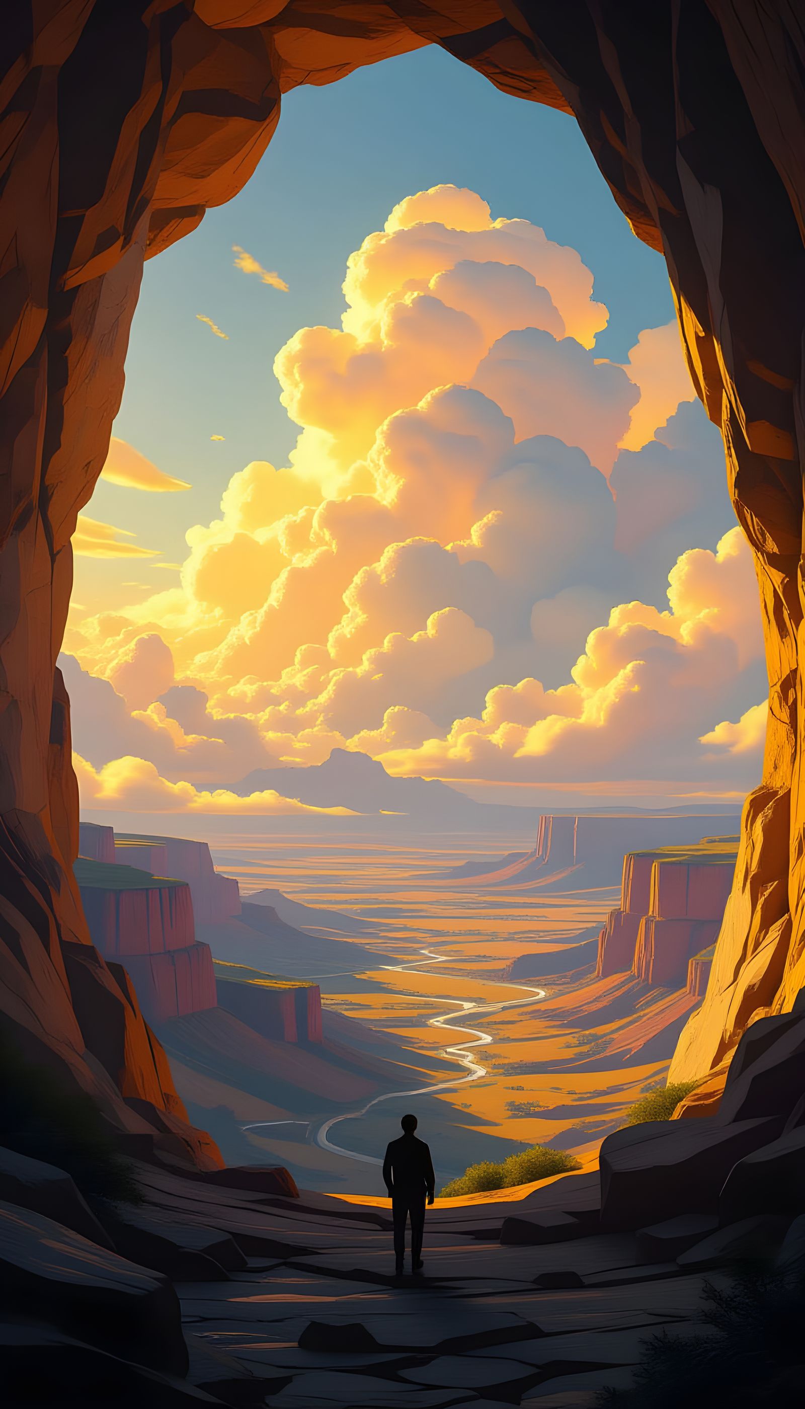 Dramatic Cave View of a Stunning Valley