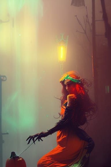 Sinister Halloween Scene in Volumetric Lighting