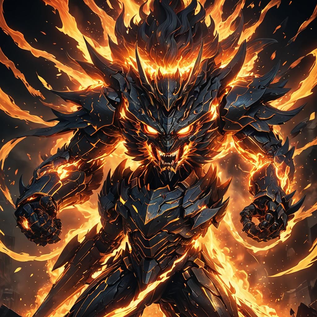 Majestic Fiery Flame in Anime 3D Concept Art