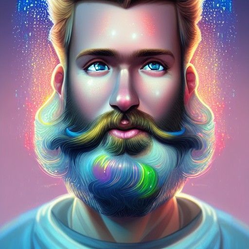 Detailed Portrait with Luminous Sparkles, Digital Painting