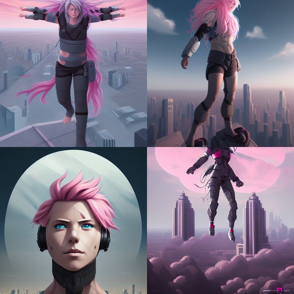 Demigod Fighter Floating Head Portrait in Pop Art Anime