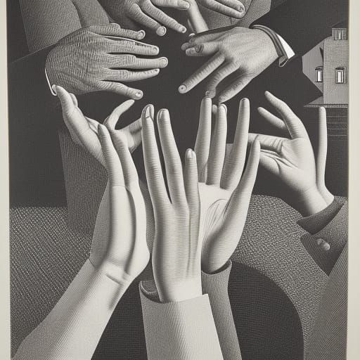 Drawing Hands: An Escher-Inspired Lithograph