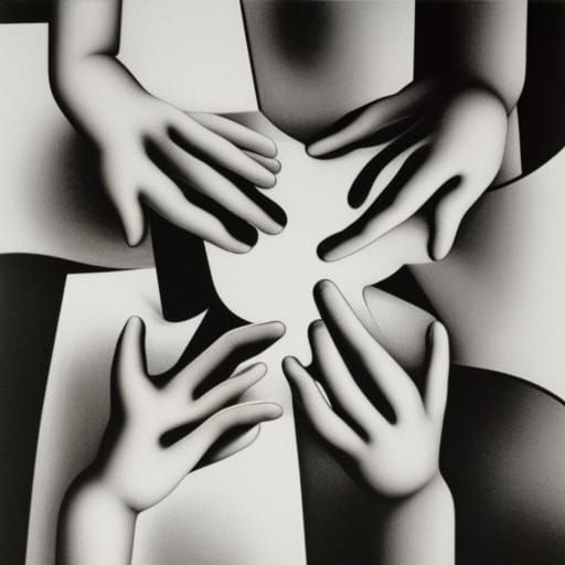 Escher Inspired Drawing Hands Lithograph
