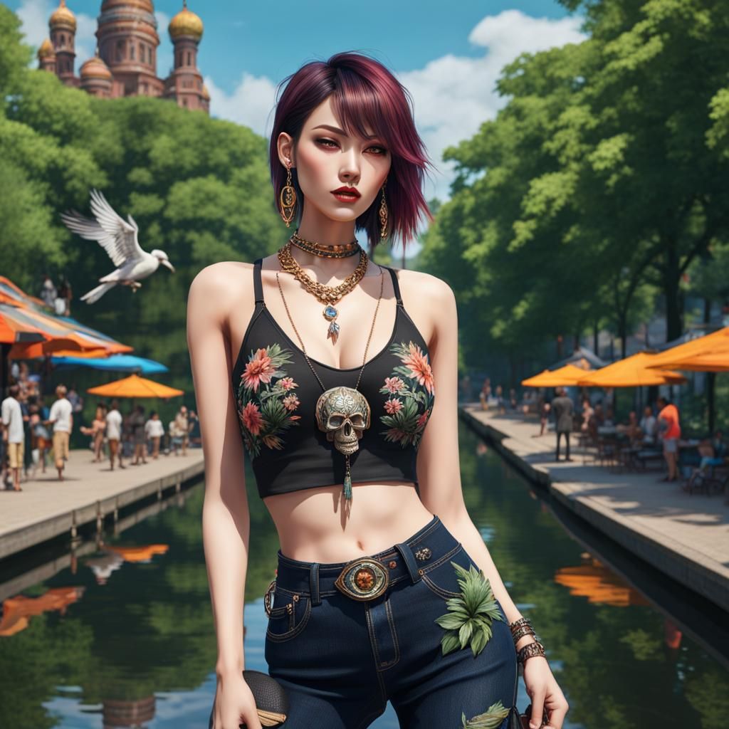 Summerpunk Lady in City Park