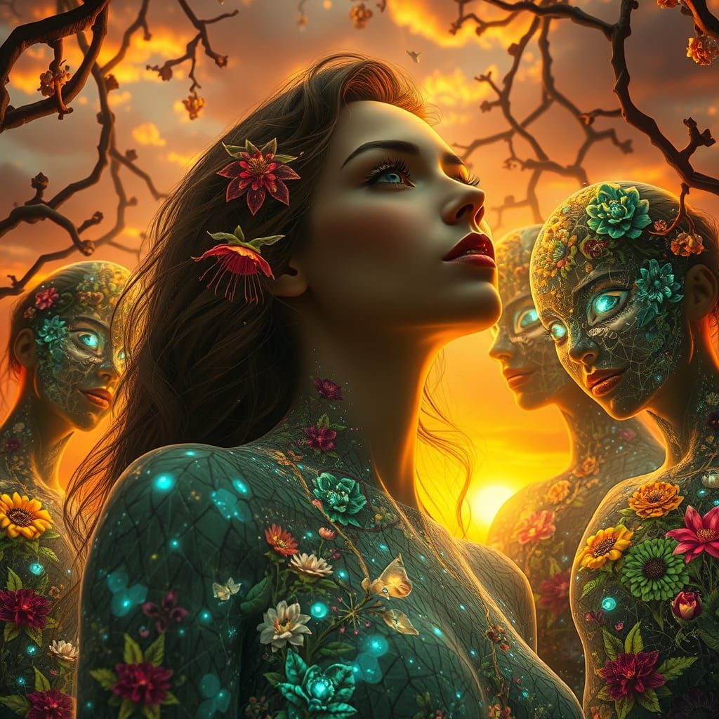 Surreal Mystic Goddess in Whimsical Fantasy Landscape