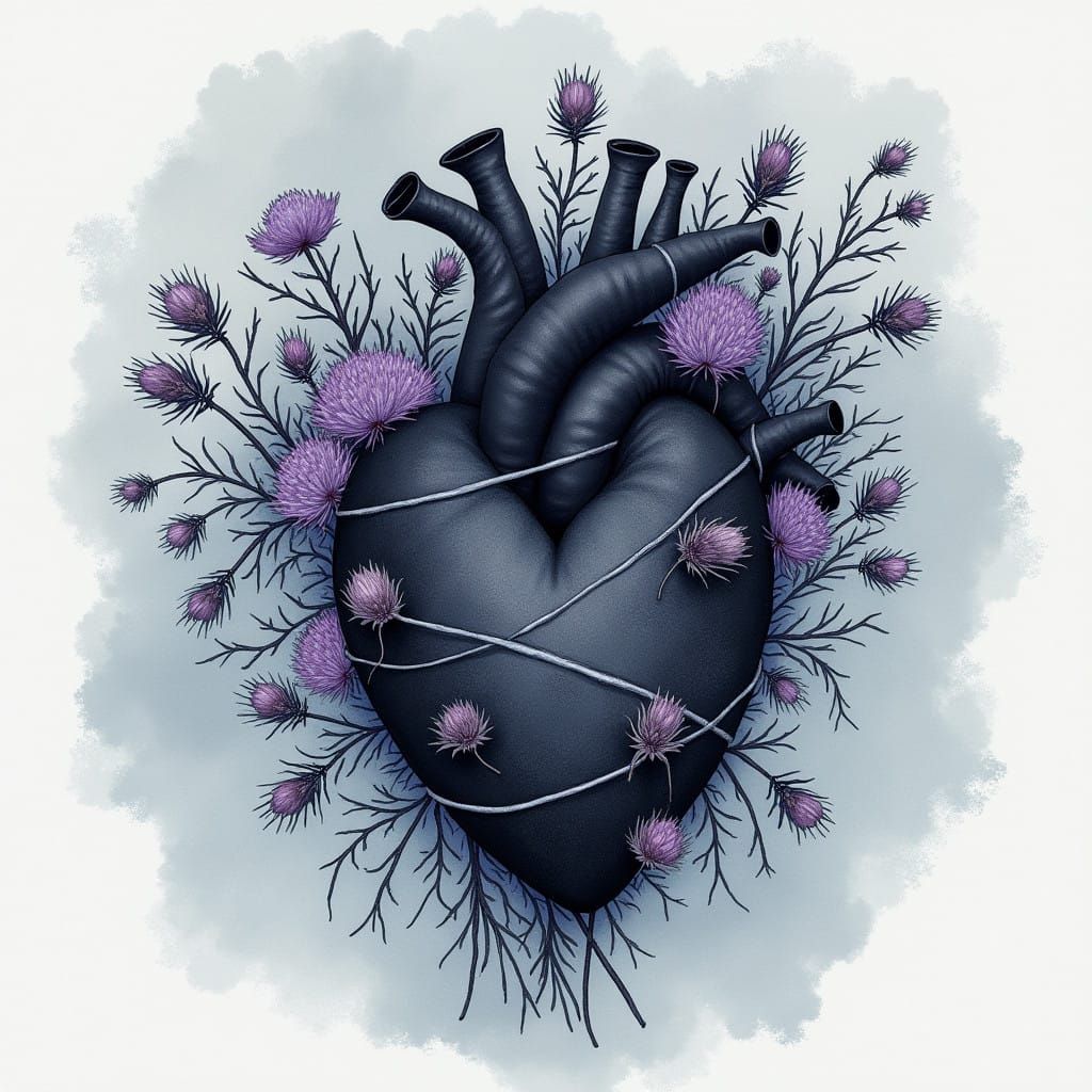 Whimsical Scottish Heart in Delicate Linework