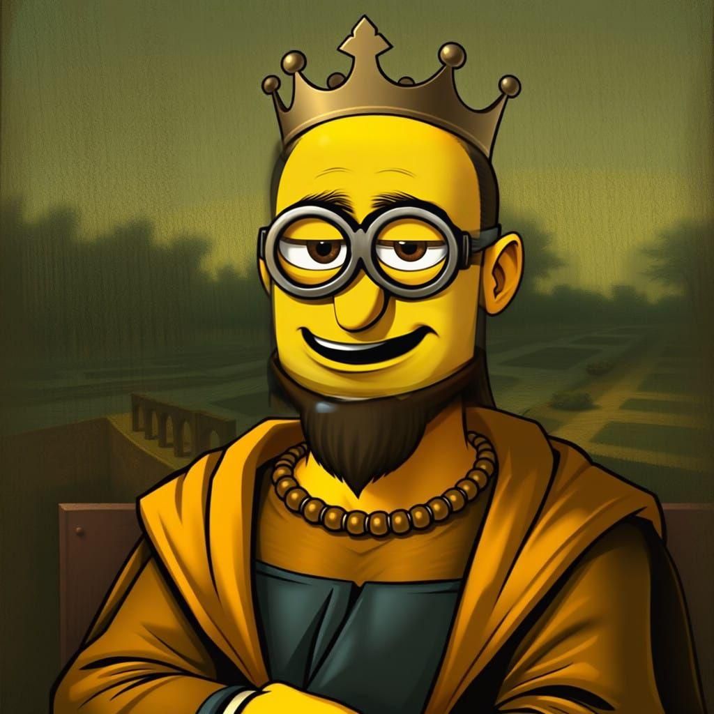 Mona Lisa Minion King Bob in Smooth Comic Book Art