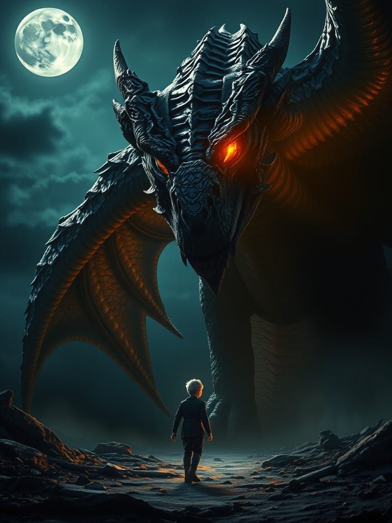 Aemond Targaryen Faces Colossal Dragon Vhagar in Moonlight