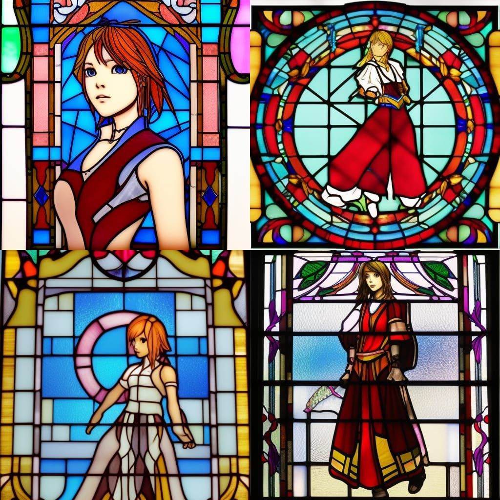Stained Glass Art of Yuna From Final Fantasy X