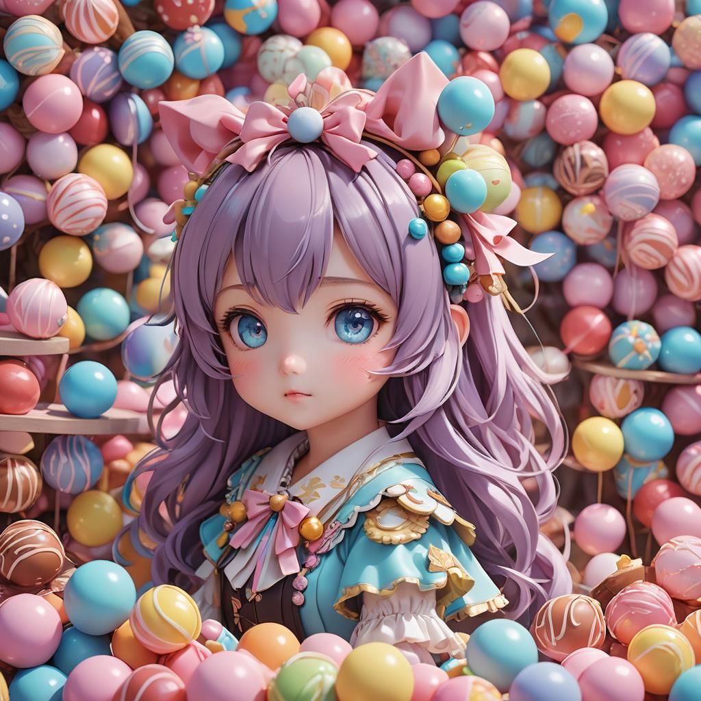 Kawaii Candy Character in Manga Style